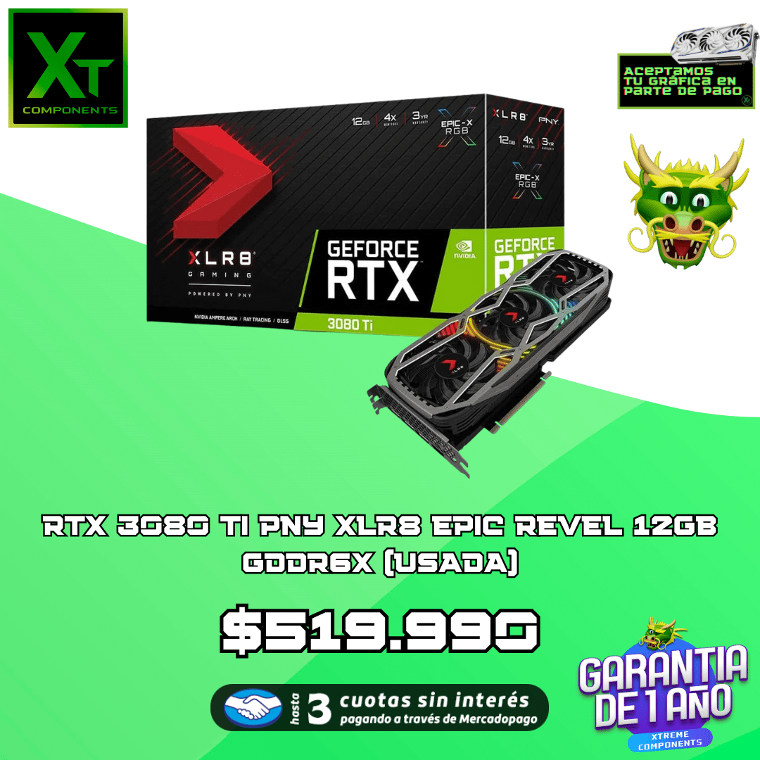 RTX 3080 TI (7) RTX 3080 TI PNY XLR8 EPIC REVEL 12GB GDDR6X (USADA) - Imagen 1
