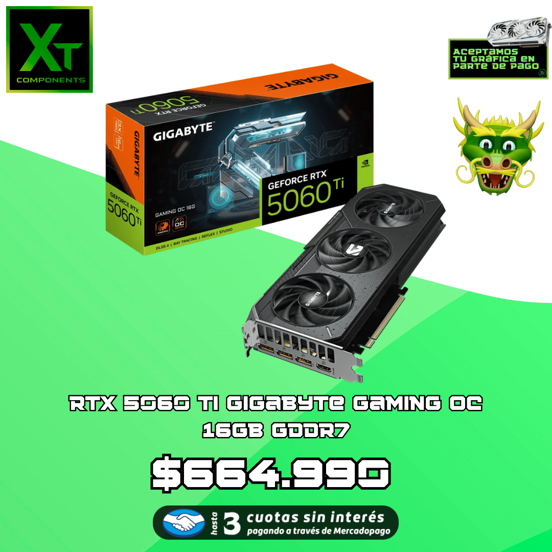 RTX 5060 TI GIGABYTE GAMING OC 16GB GDDR7 - Imagen 1