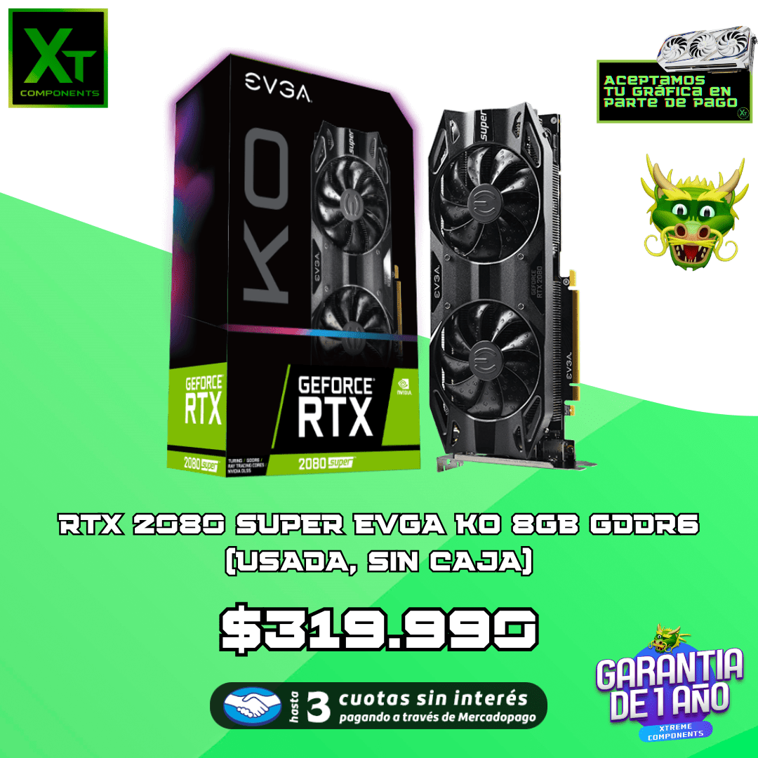 RTX 2080 SUPER EVGA KO 8GB GDDR6 (USADA, SIN CAJA) - Imagen 1