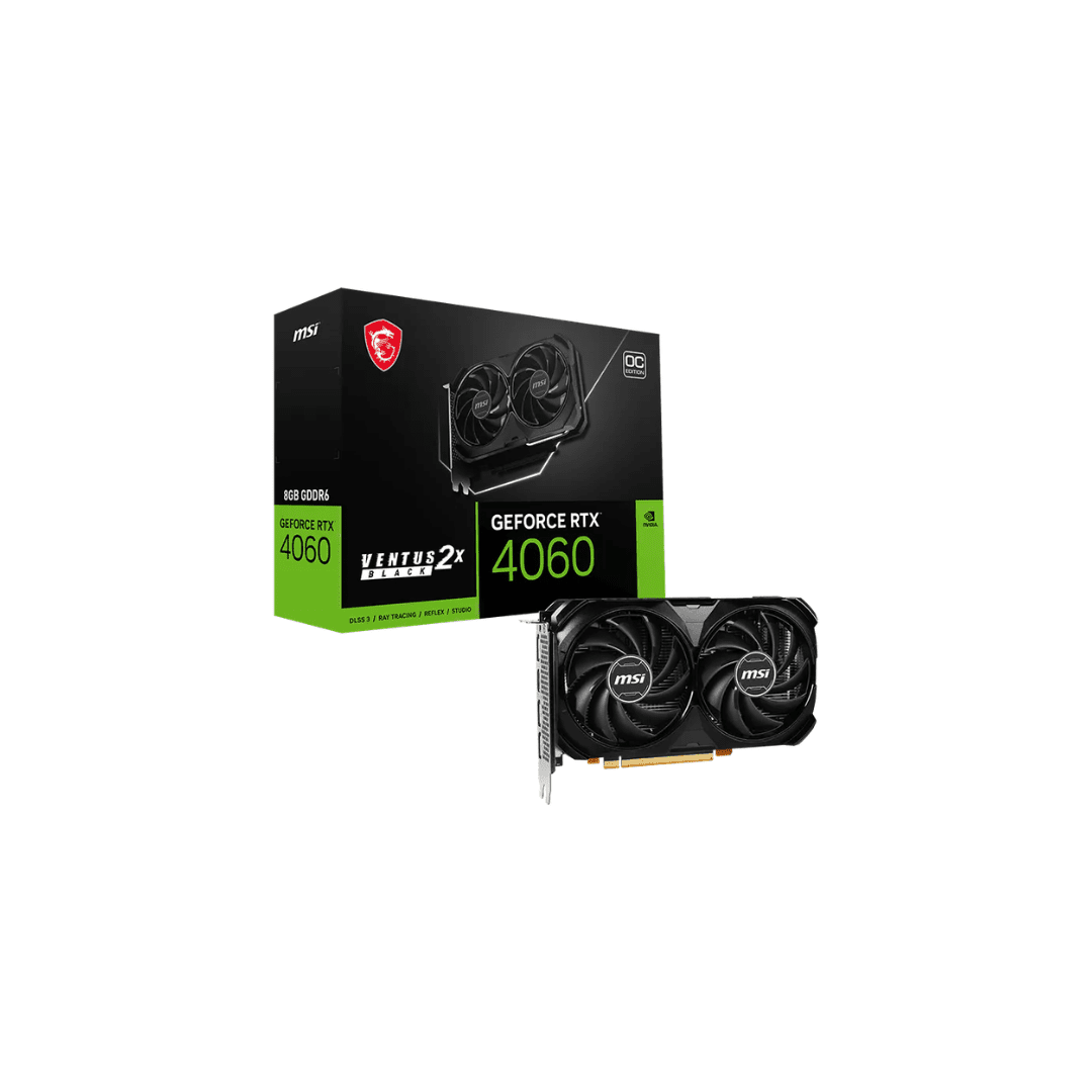 6700 (4) RTX 4060 MSI VENTUS BLACK 2X OC 8GB GDDR6 (USADA) - Imagen 1