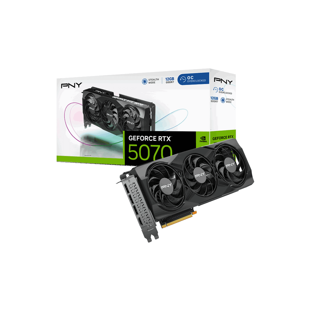 16gb trdz 600mhz (8) RTX 5070 PNY OVERCLOCKED TRIPLE FAN 12GB GDDR7 - Imagen 1