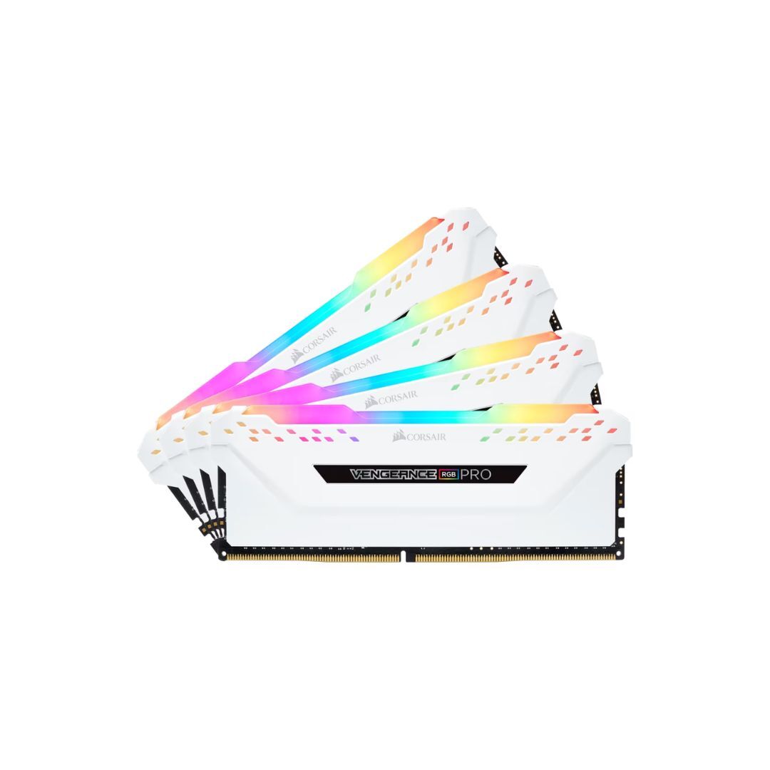 4x8 32gb (2) CORSAIR VENGEANCE RGB PRO WHITE 32GB 2X16 3200MHZ CL16 - Imagen 1